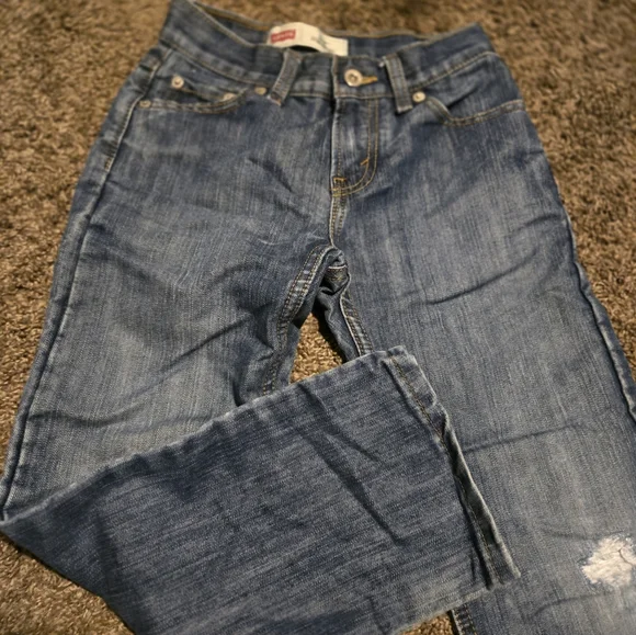 LEVIS 514 Straight leg kids distressed jeans sz8reg 24/22 like new - Picture 2 of 5